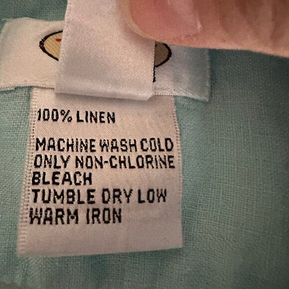 Talbots Irish Linen Button Front Shirt Preppy Workwear Blue Long Sleeve MEDIUM - Picture 7 of 9